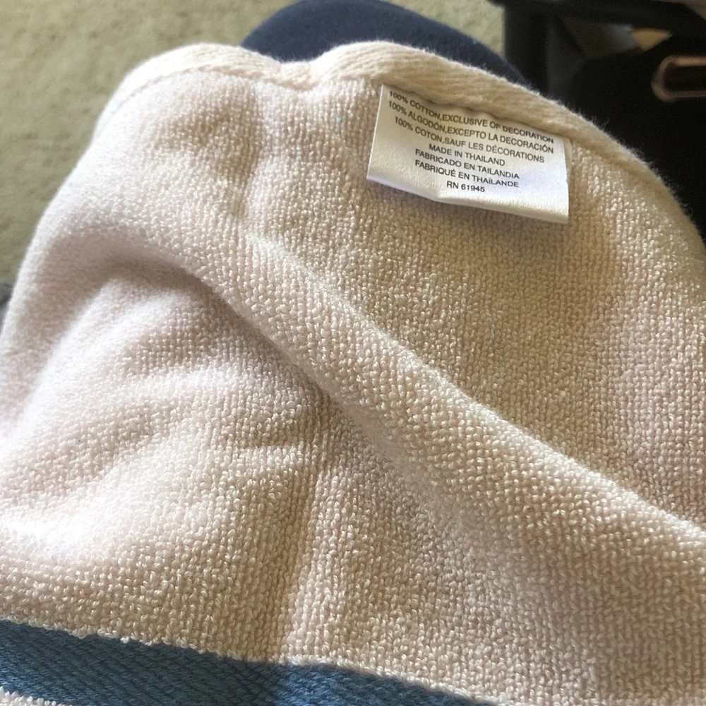 Striped Terry  wash  cloth - Cream and
